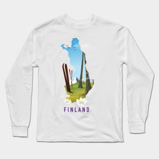 Finland ski travel poster Long Sleeve T-Shirt